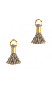 Ibiza style mini Tassel 0.7cm Gold-Spanish brown